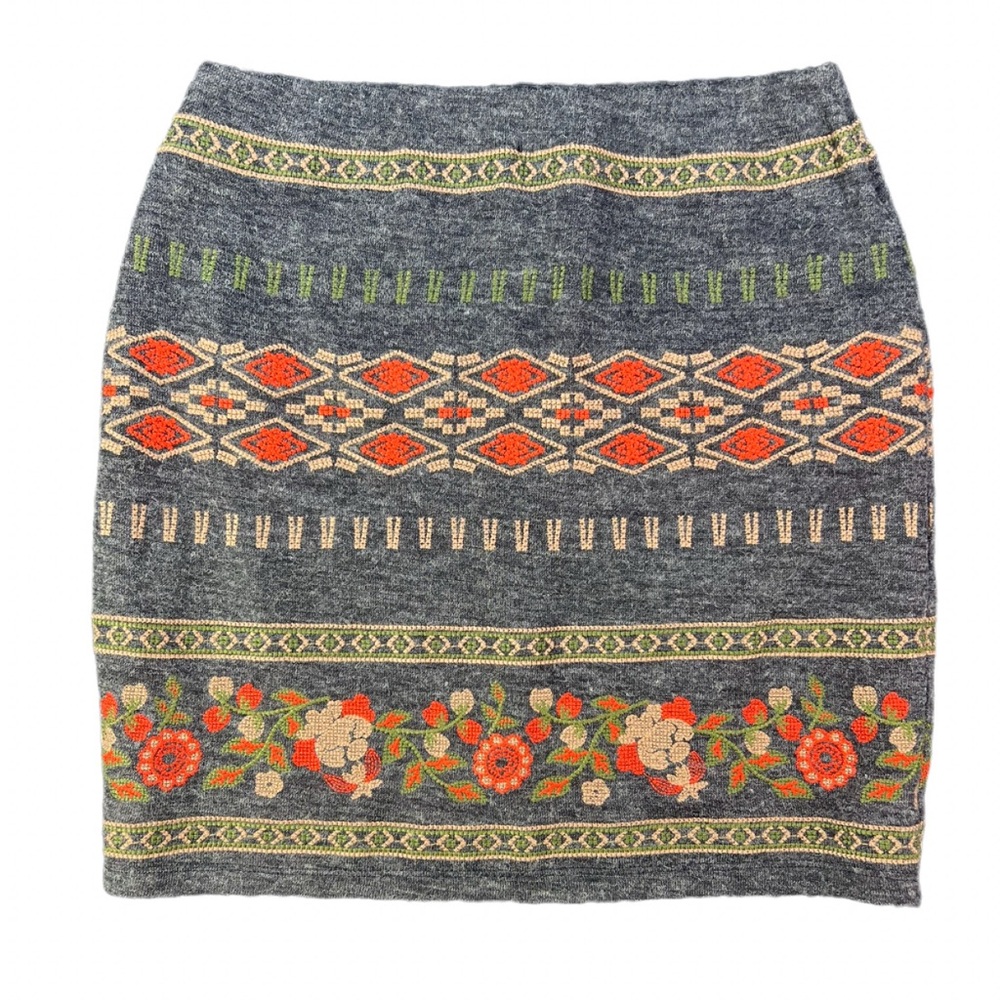 THML Elastic Waist Embroidered Knit Mini Skirt- S